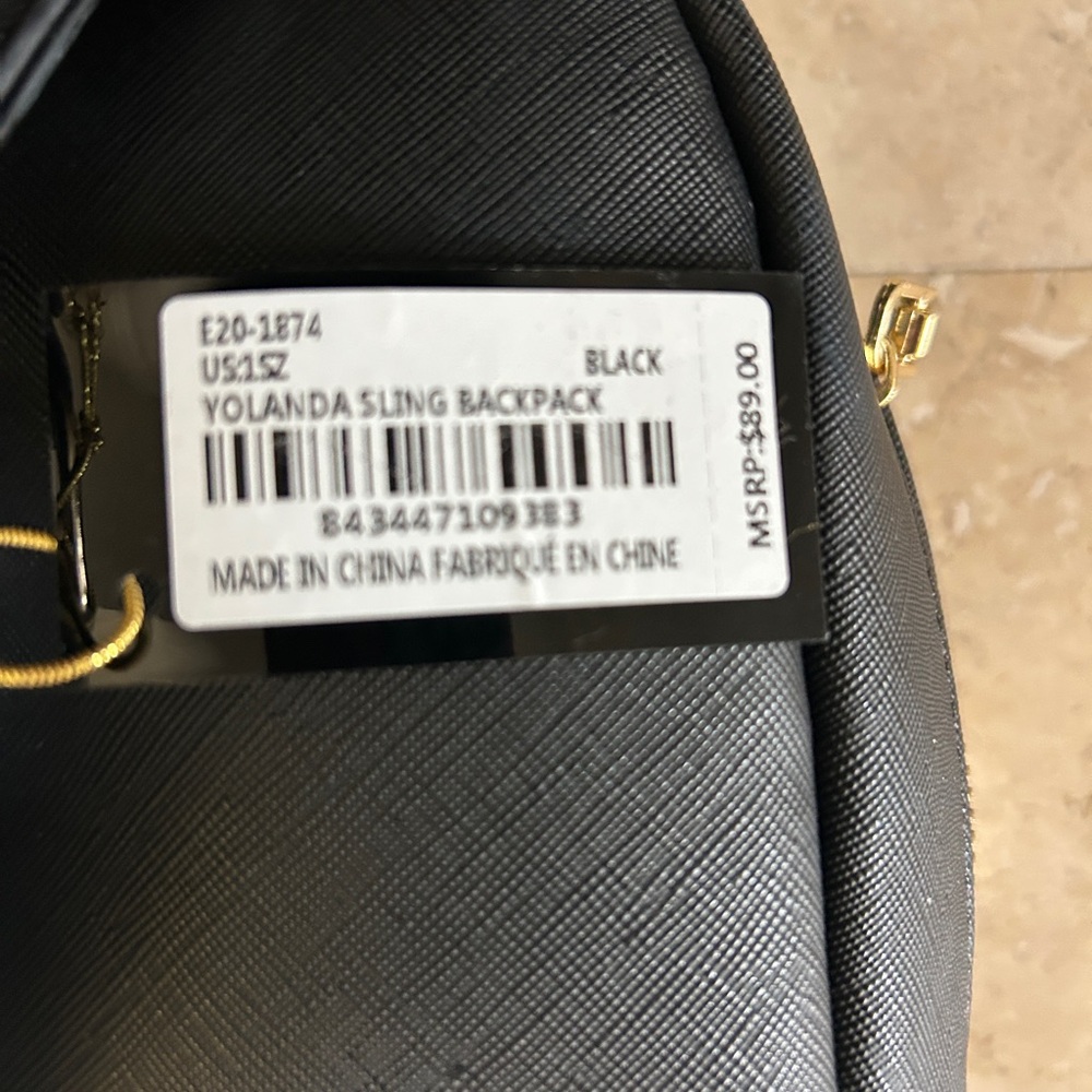 NWT! Bebe Yolanda Sling Backpack in Black with Gold Hardware - Picture 7 of 13